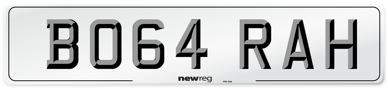 BO64 RAH Number Plate from New Reg